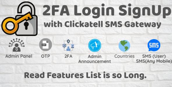 2FA Login SignUp Via Clickatell SMS And Admin Panel
